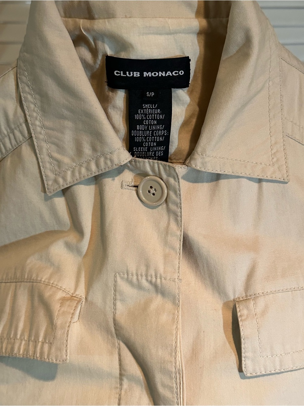 Club Monaco Cream Trench Coat